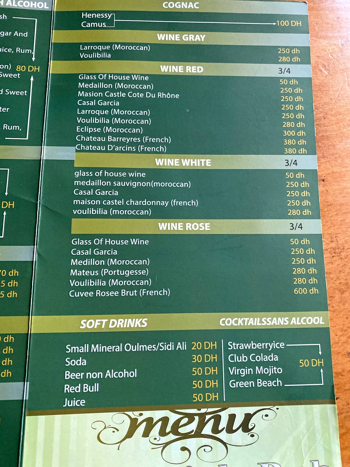 Irish pub menu 4